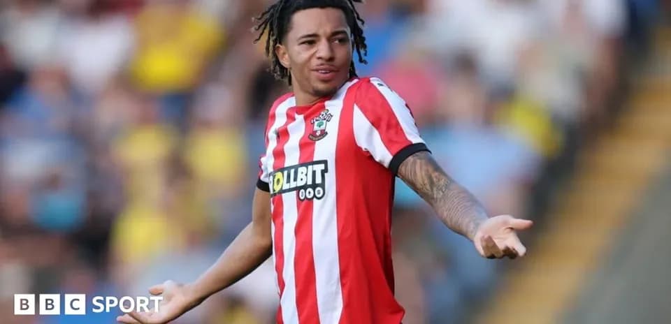Southampton player gesturing during match action