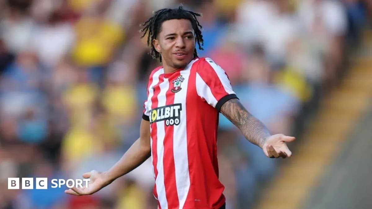 Southampton player gesturing during match action