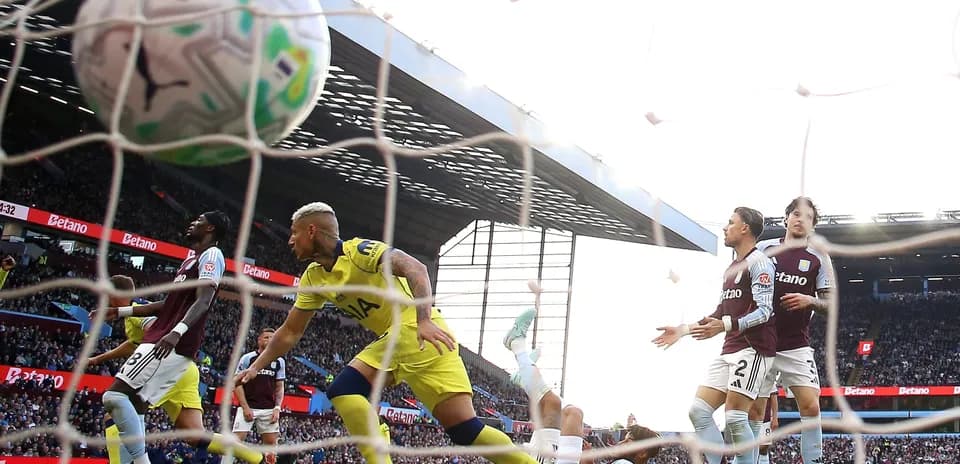 Goal celebration during Tottenham vs Aston Villa match