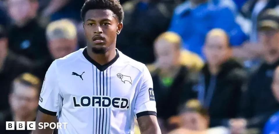 Player in Derby County jersey during match