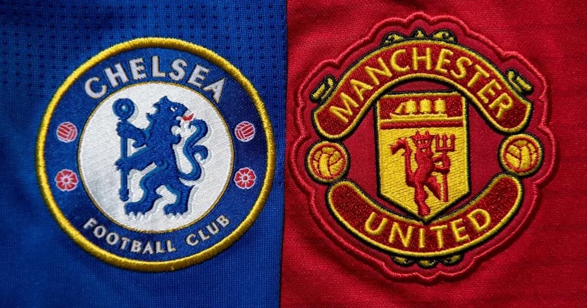 Chelsea and Manchester United club logos side by side