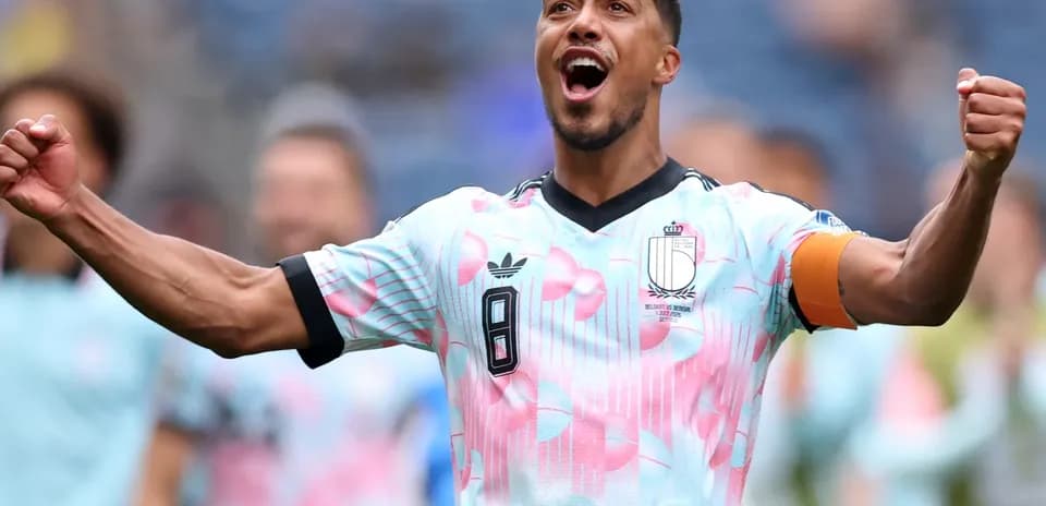 Belgian player celebrating during World Cup match