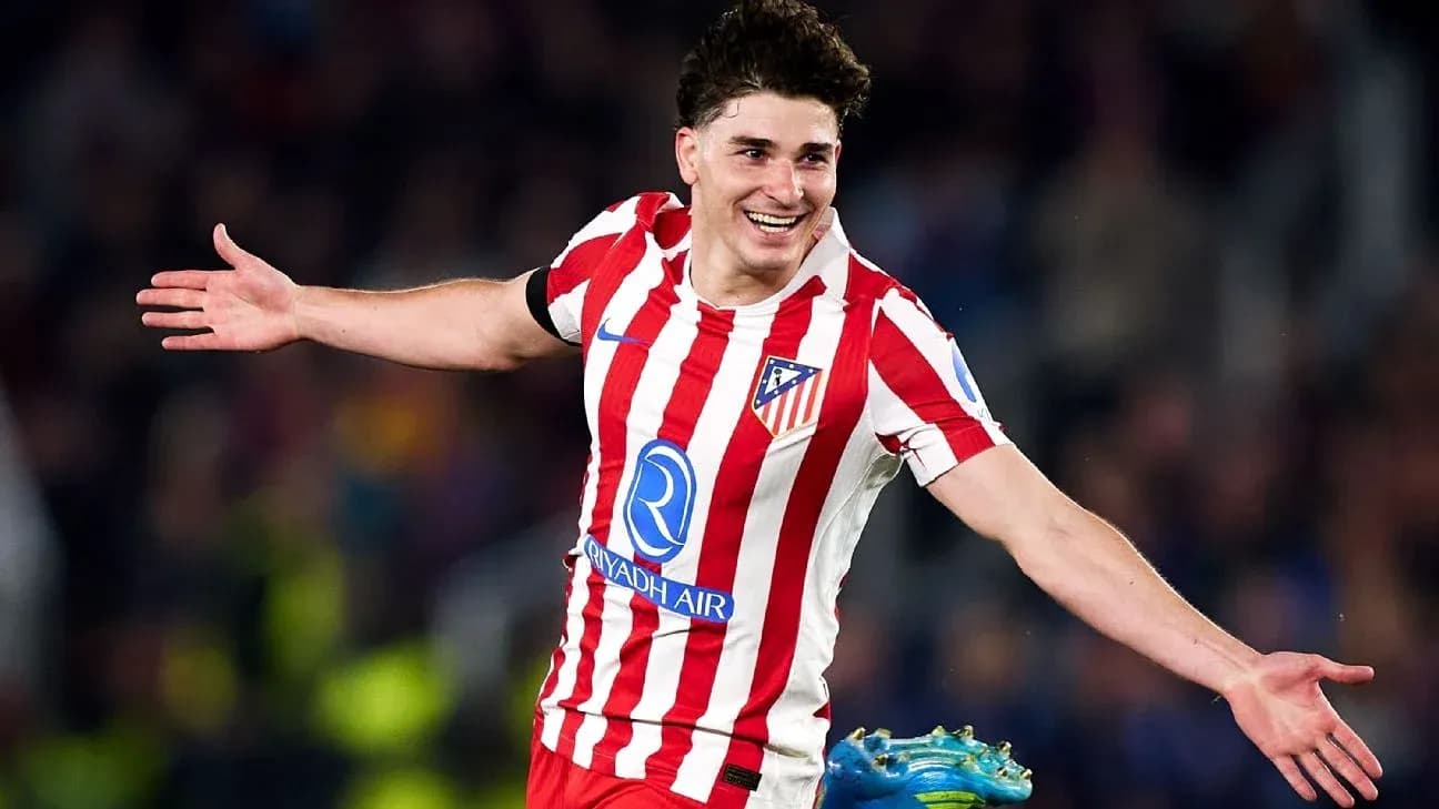 Player celebrating a goal in Atlético Madrid jersey