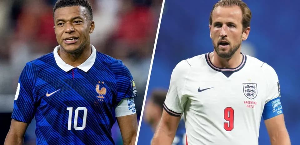 Mbappe and Kane during World Cup match