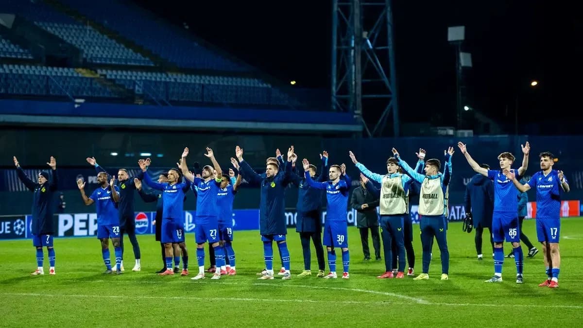 Dinamo Zagreb players celebrating after match