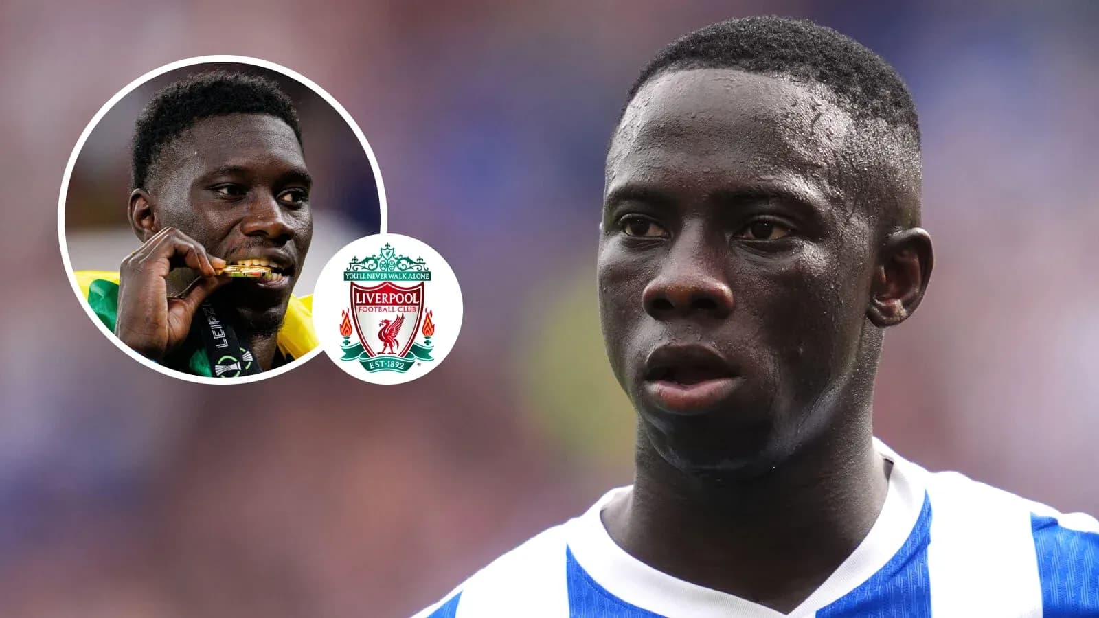 Player in blue jersey during match with Liverpool logo