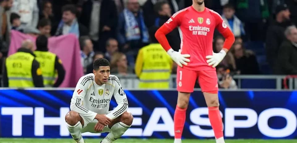 Real Madrid players reacting during a match