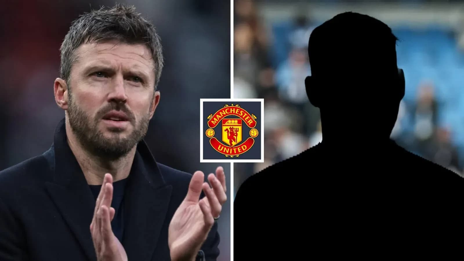 Coach applauding with Manchester United logo in background