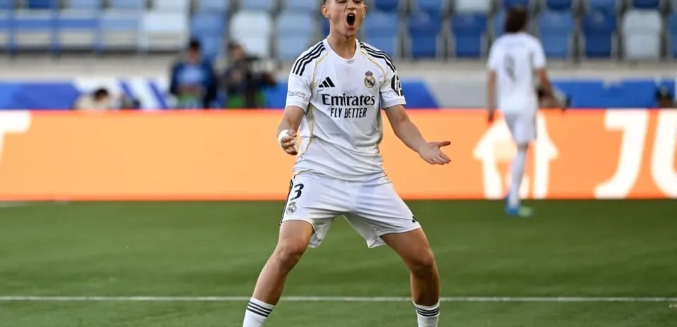 Real Madrid player celebrating on the pitch
