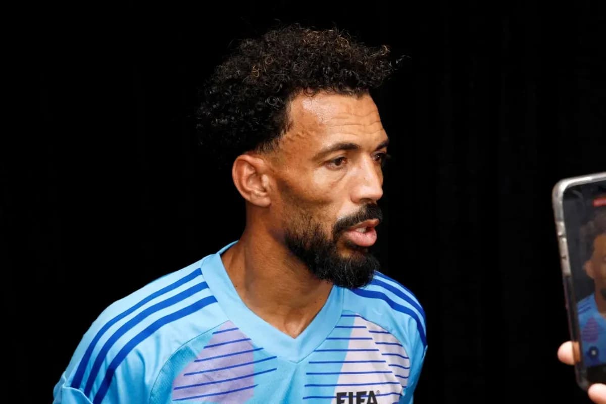 Player speaking during interview in FIFA jersey
