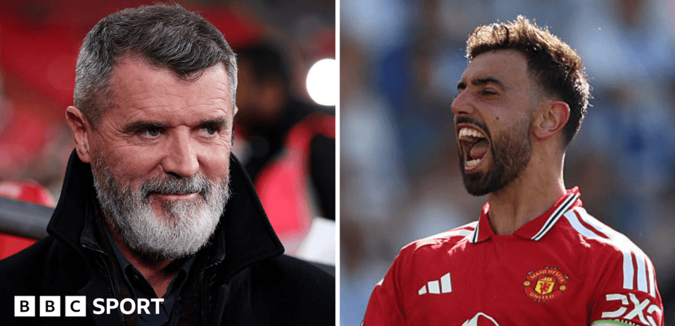 Roy Keane and Bruno Fernandes during match moments