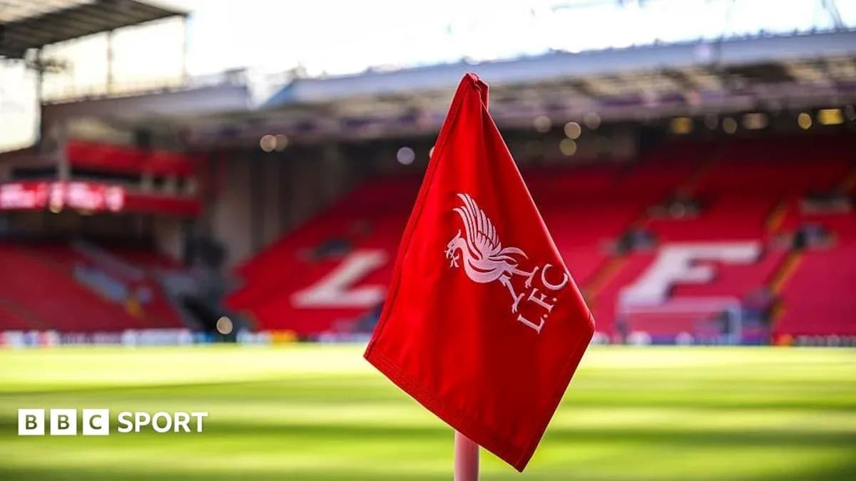 Liverpool FC corner flag in Anfield stadium
