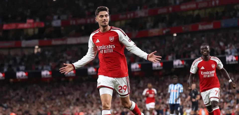 Arsenal player celebrating goal during match