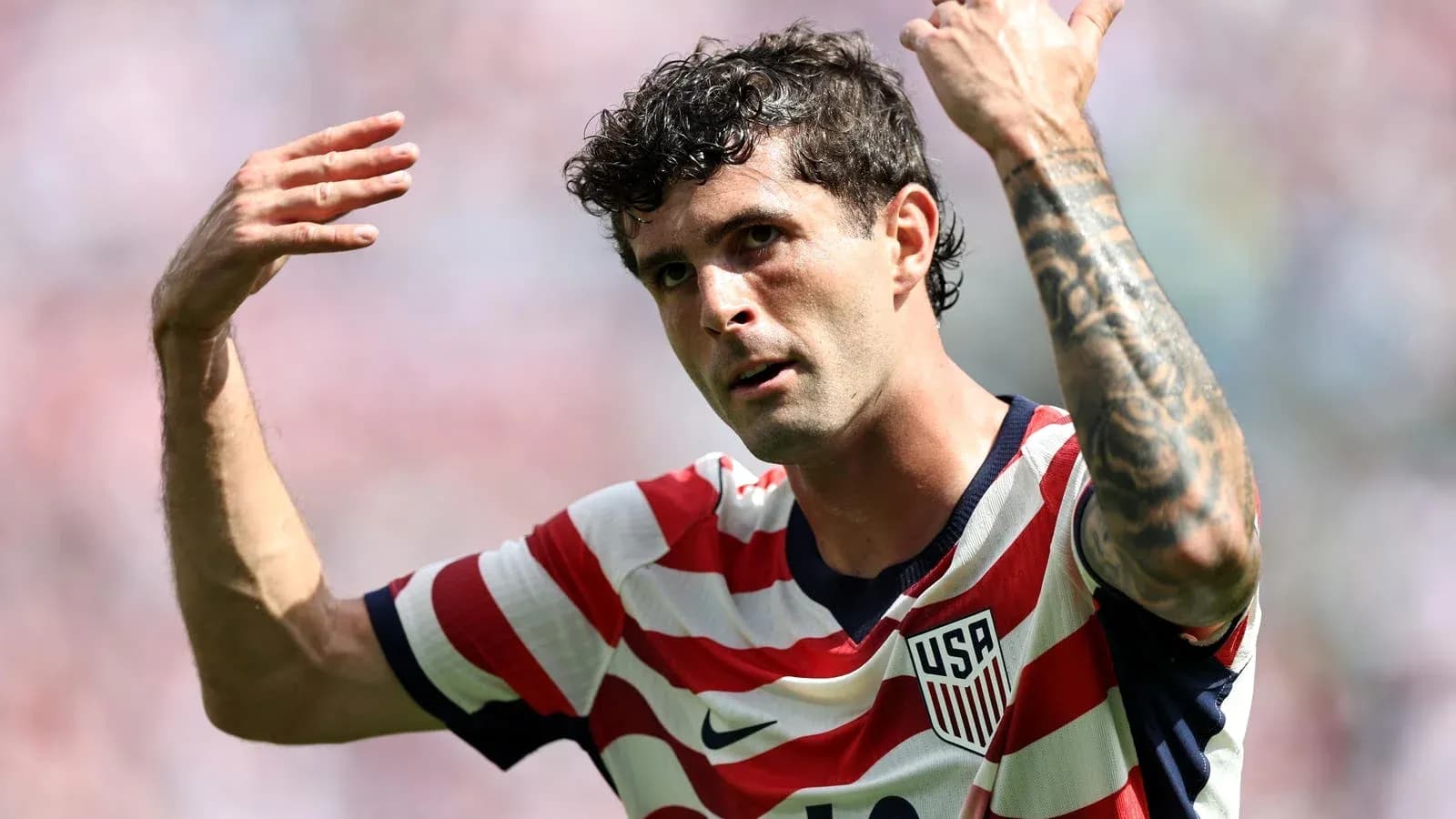 Player gesturing during a soccer match