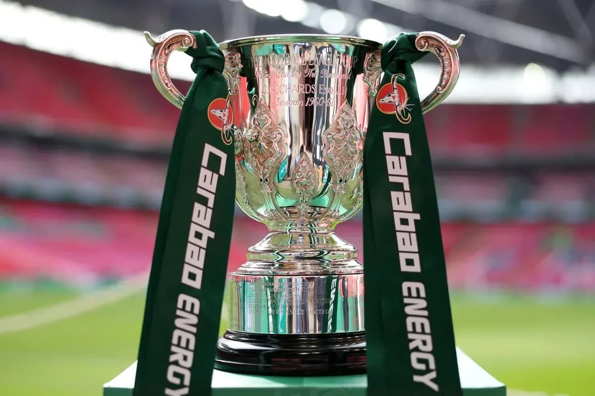 Carabao Cup trophy on display at stadium