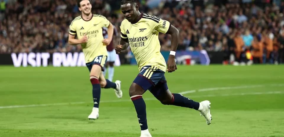 Arsenal player celebrating goal during match