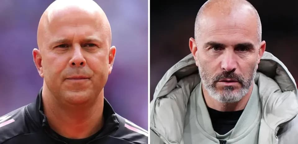 Two football coaches facing camera, serious expressions