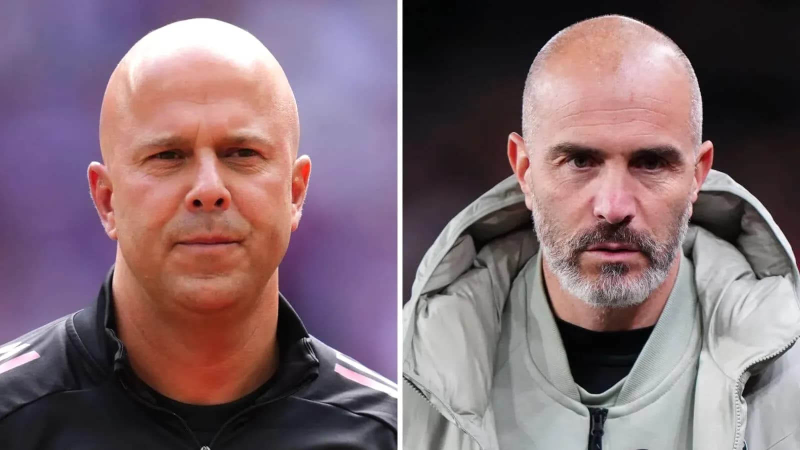 Two football coaches facing camera, serious expressions