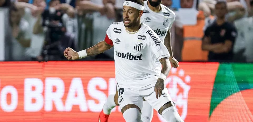 Neymar celebrating during a Santos match