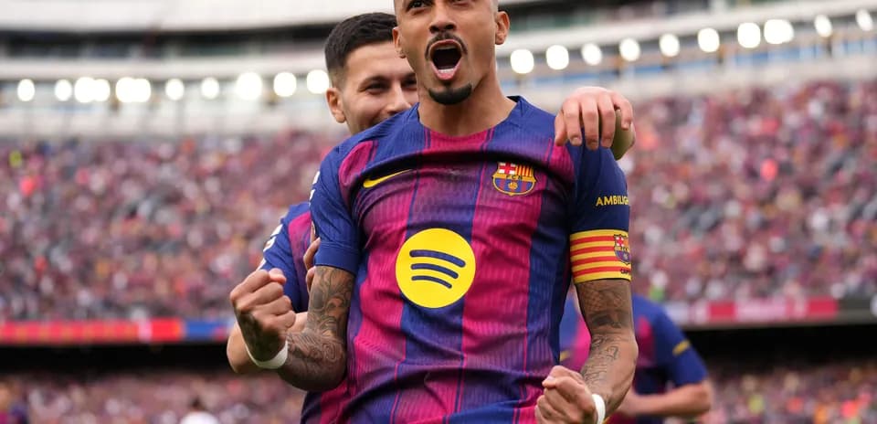 Barcelona player celebrating goal during La Liga match
