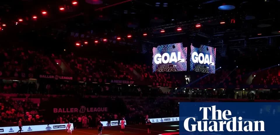Crowd celebrating goal at Baller League event