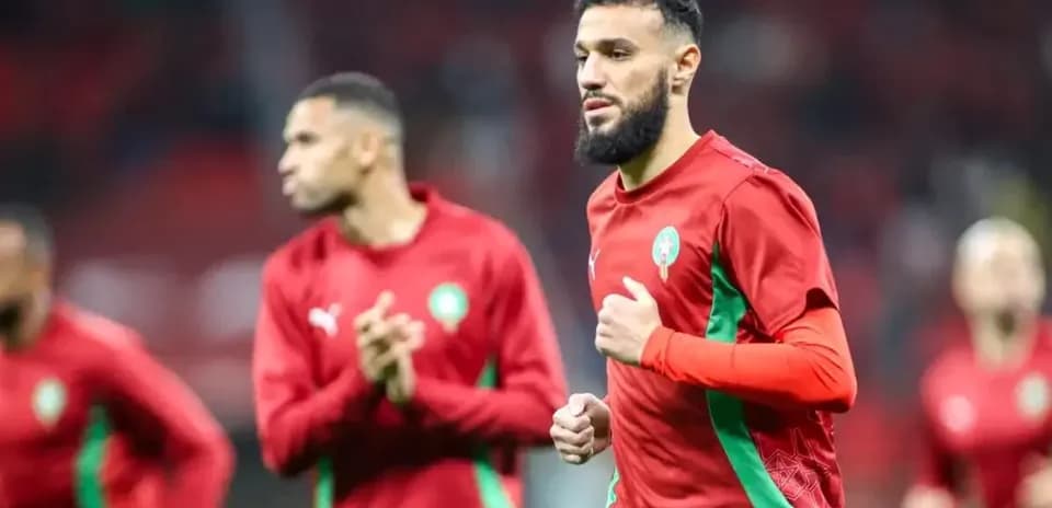 Morocco players warming up before match