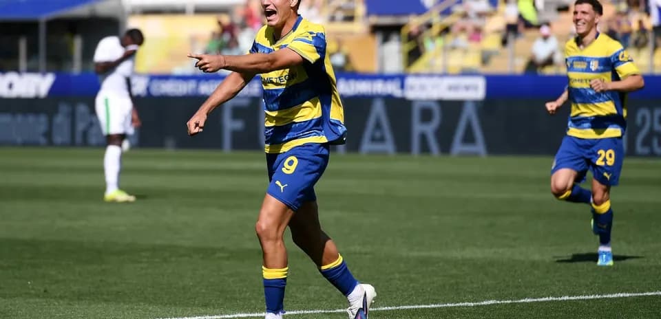 Player celebrating goal during Parma match