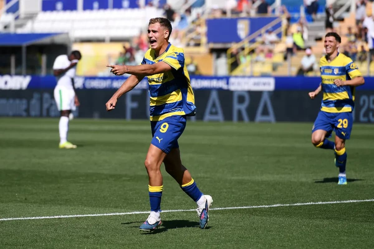 Player celebrating goal during Parma match
