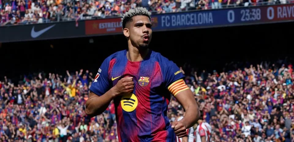 Barcelona player celebrating goal in stadium