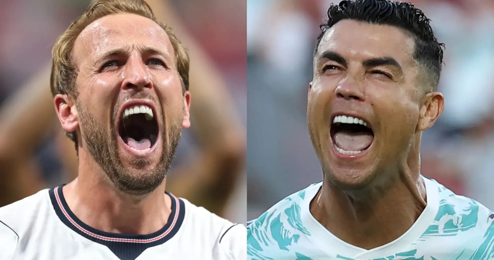 Harry Kane and Cristiano Ronaldo celebrating passionately