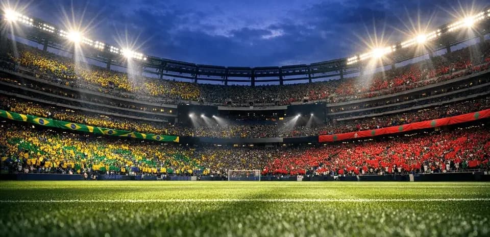 Stadium filled with Brazil and Morocco fans