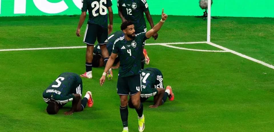 Saudi player celebrating during World Cup match