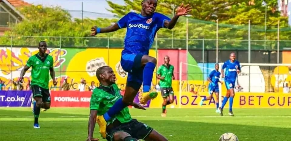 Player tackling during Murang'a SEAL vs Mara Sugar match