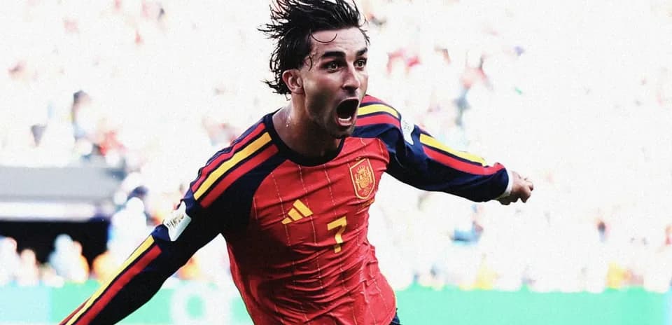 Player celebrating a goal in Spain jersey