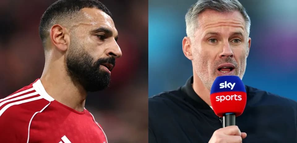 Mohamed Salah and Jamie Carragher during broadcast segment