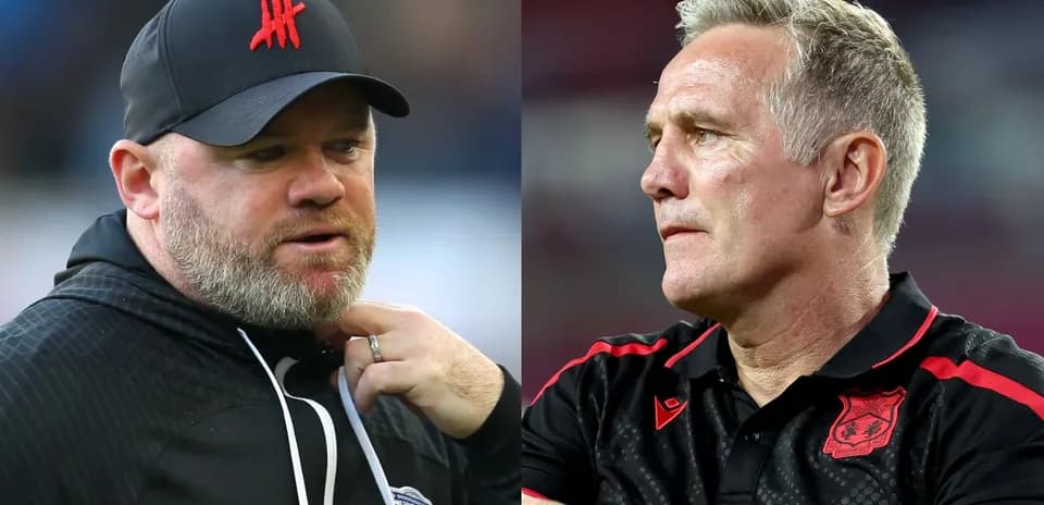 Wayne Rooney and another coach during match preparation