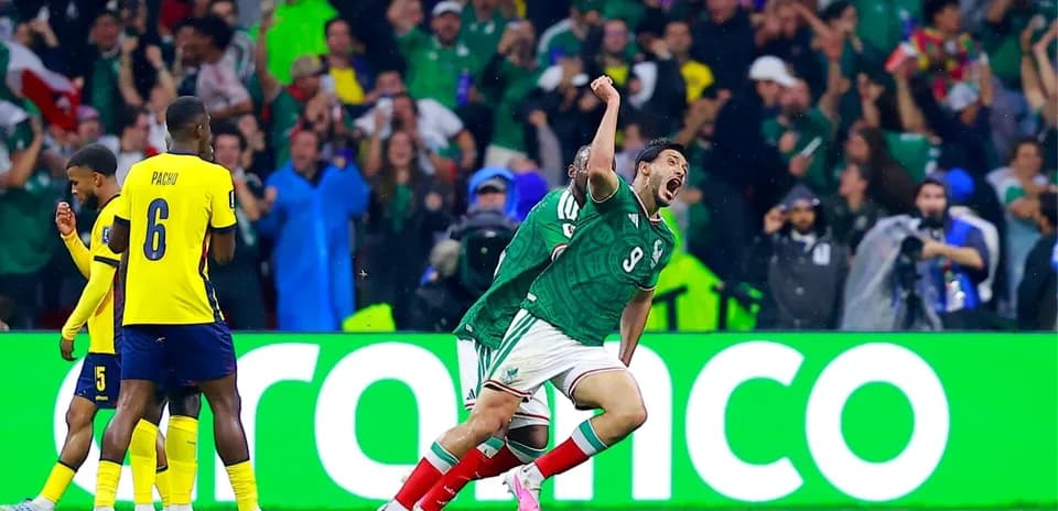 Mexican player celebrating during World Cup match