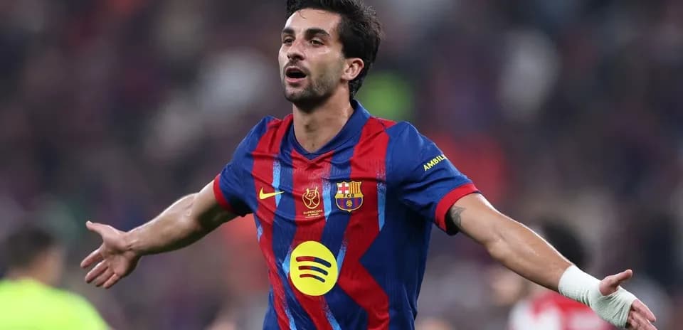 Barcelona player celebrating after scoring a goal