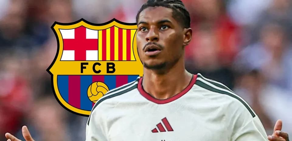 Player gesturing with FC Barcelona logo in background