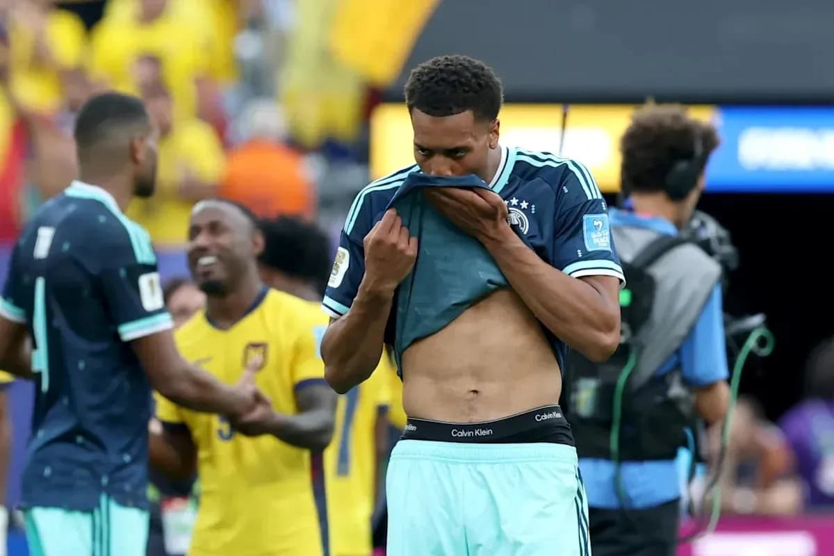 German player reacting after a match loss