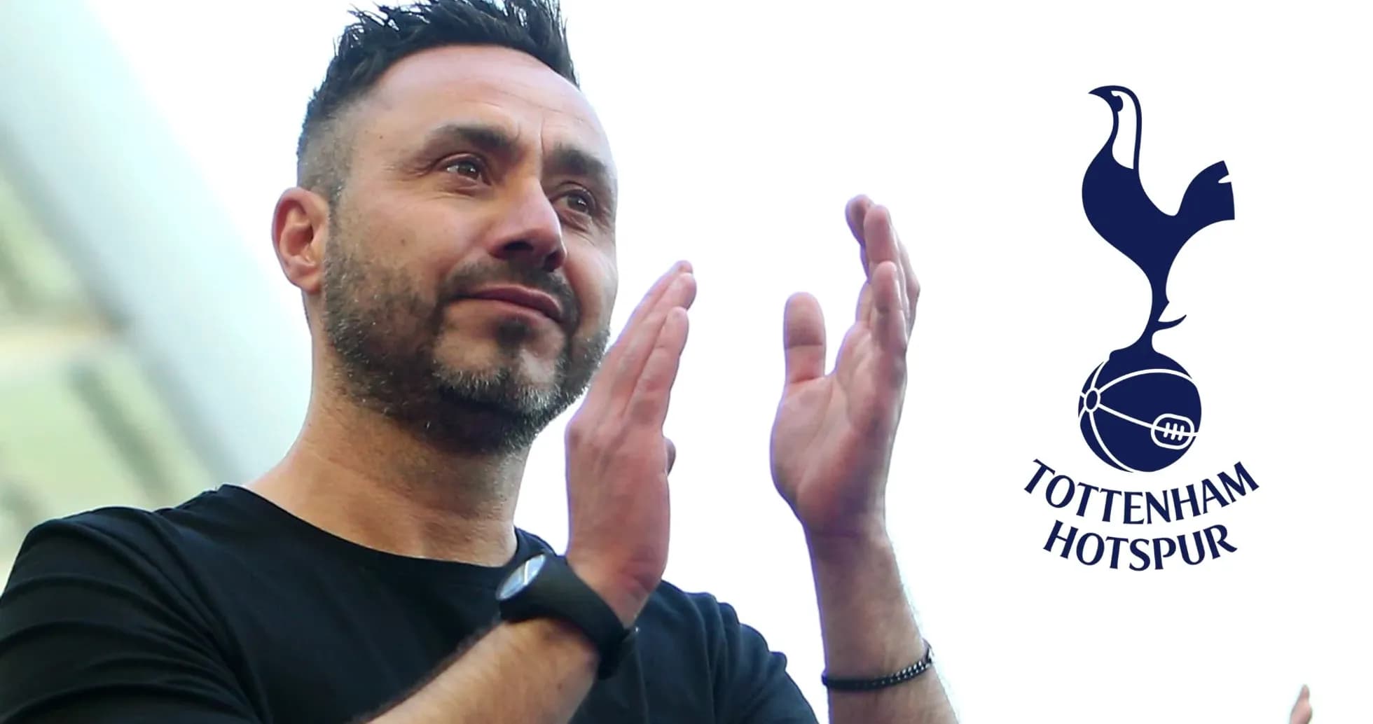 Manager applauding fans with Tottenham Hotspur logo