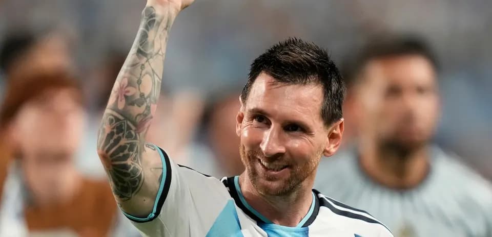 Lionel Messi celebrating after a match