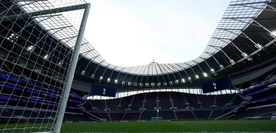 View of Tottenham Hotspur Stadium from goal post
