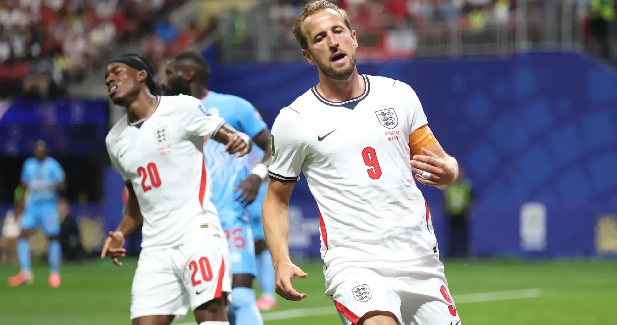 Harry Kane celebrating a goal against Congo DR