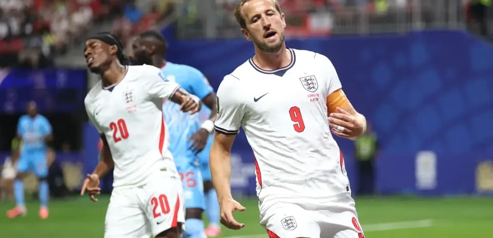Harry Kane celebrating a goal against Congo DR