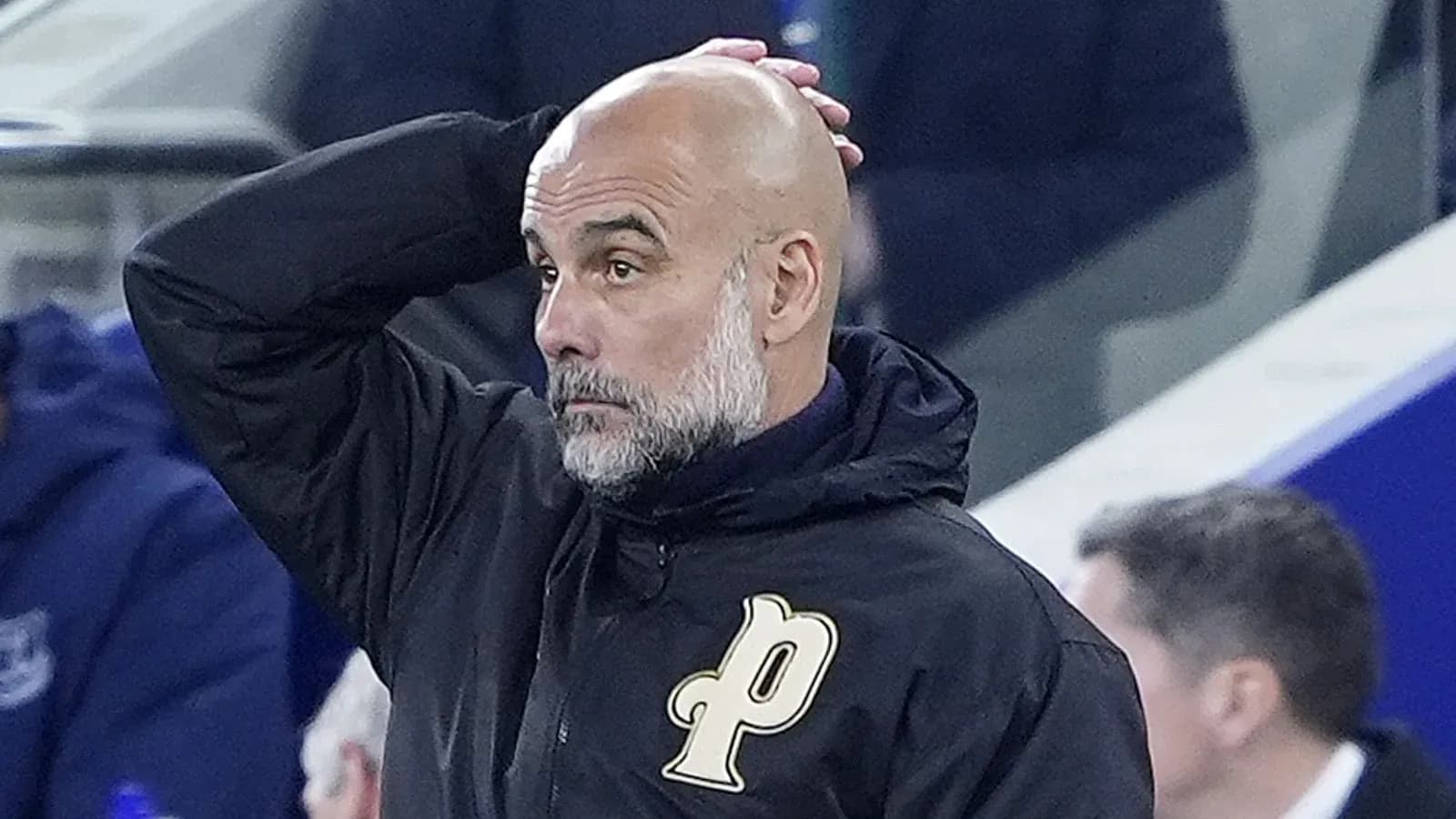 Coach with hand on head during match