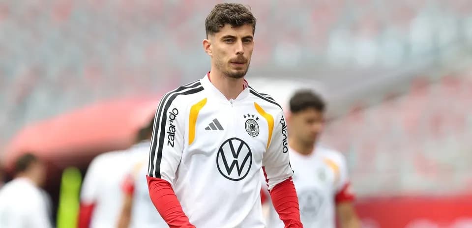Player wearing Germany training kit on the pitch