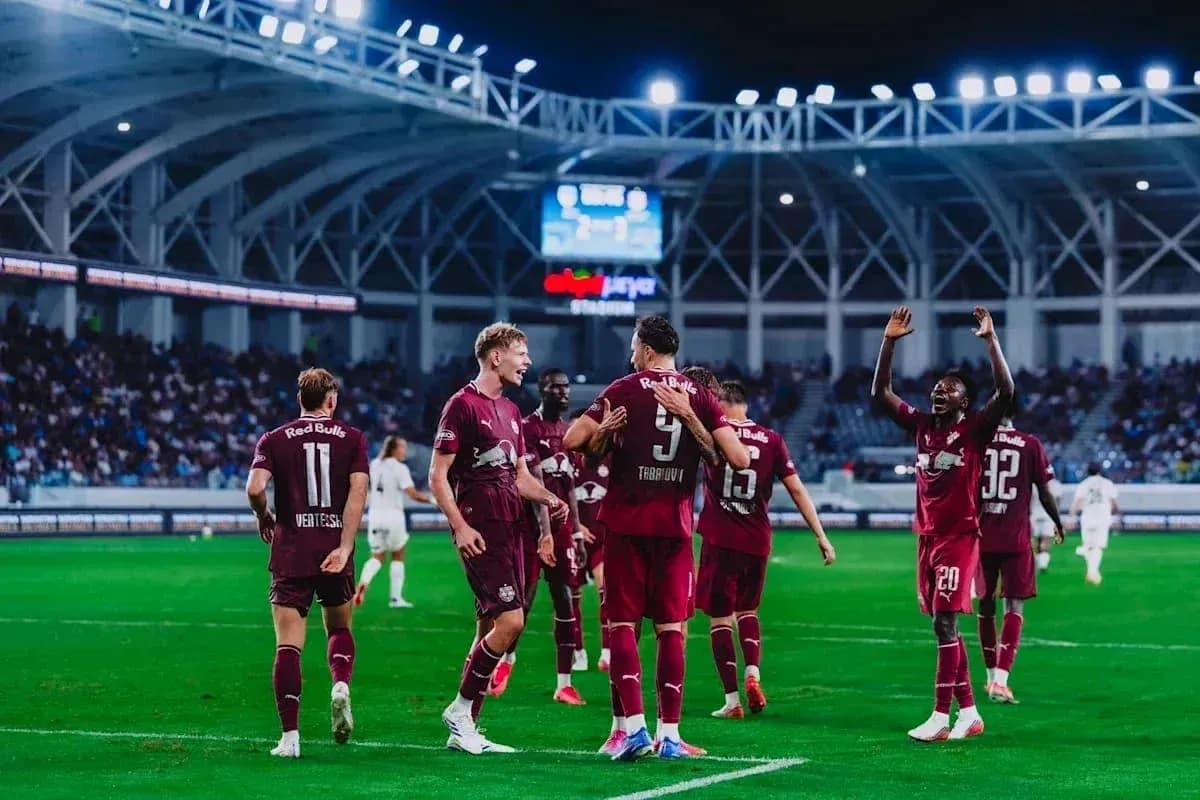 Red Bull Salzburg players celebrating a goal