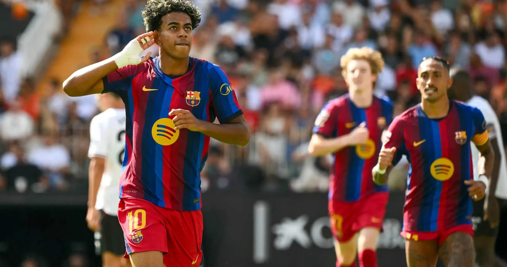 Barcelona player celebrating goal during match