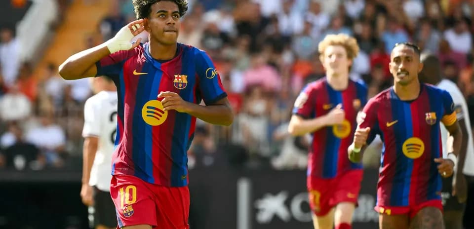 Barcelona player celebrating goal during match